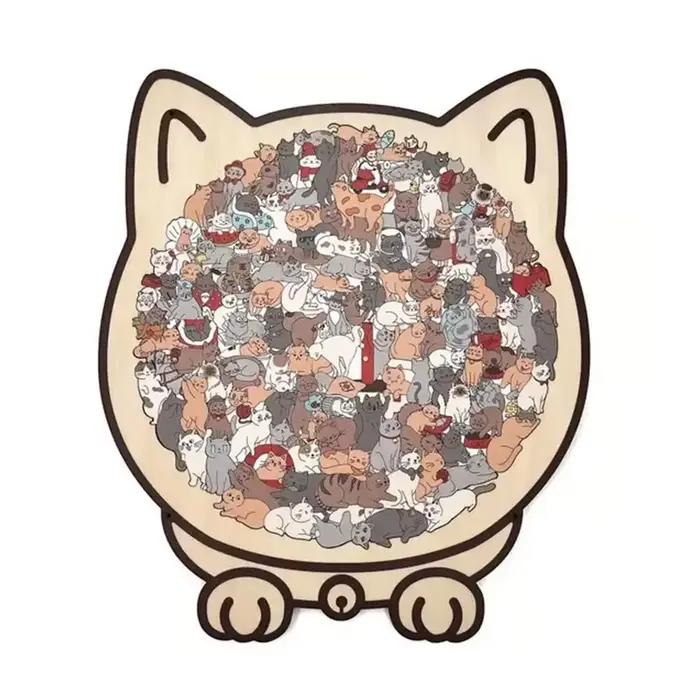 Puzzle en bois en forme de chat, 135 pièces, pièces de Puzzle irrégulières uniques, cadeaux d'annive