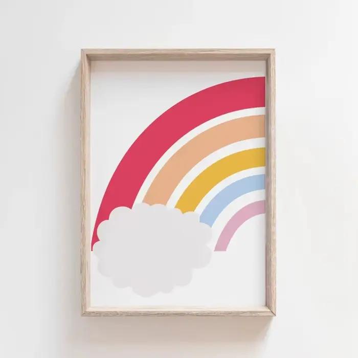 Dessin animé mignon enfant coloré arc-en-ciel citations pépinière mur Art toile peinture affiches po