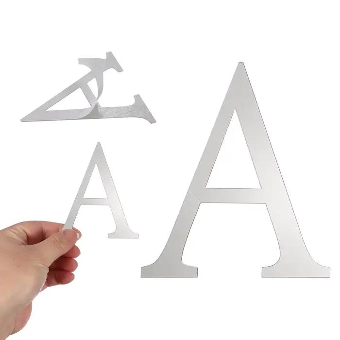 Autocollants muraux 3D en miroir alphabet de 4 pouces, lettres et chiffres autocollants en acrylique