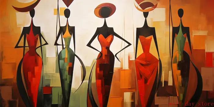 Toile imprimée colorée de femme noire africaine ethnique pour femmes, image d'art mural abstraite po