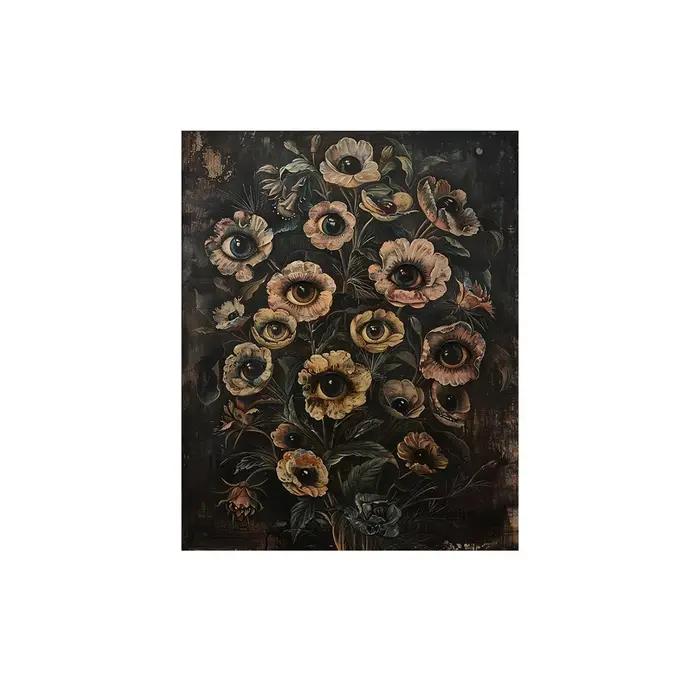 Affiche sur toile de style gothique victorien, motif floral et œil maléfique, style botanique vintag