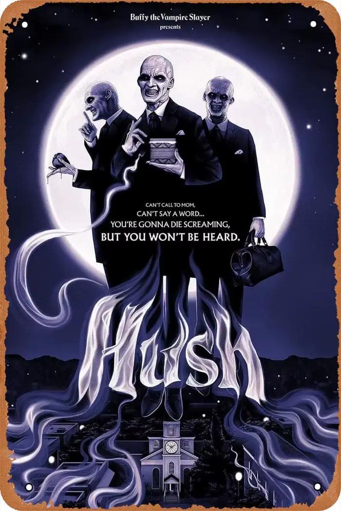 Affiche BUFFY Vampire Killer HUSH, logo rétro en étain, aspect rétro, panneau métallique, adapté aux