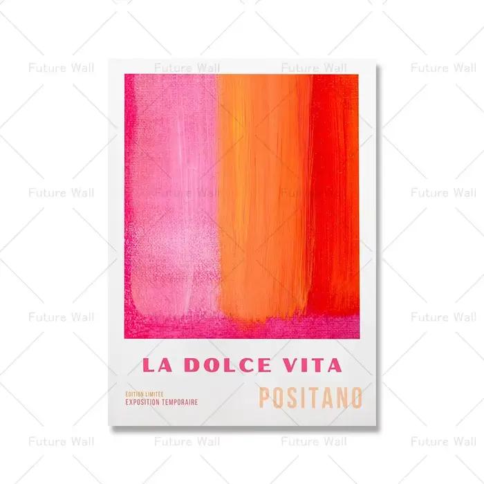 Affiche et imprimés abstraits rose Orange, Style années 60 et 70, peinture sur toile de fleurs, imag