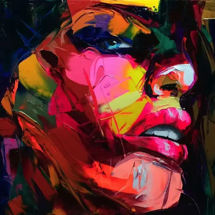 Artcozy Francoise Nielly couteau Spray toile peinture abstraite Portrait visage peinture à l'huile F
