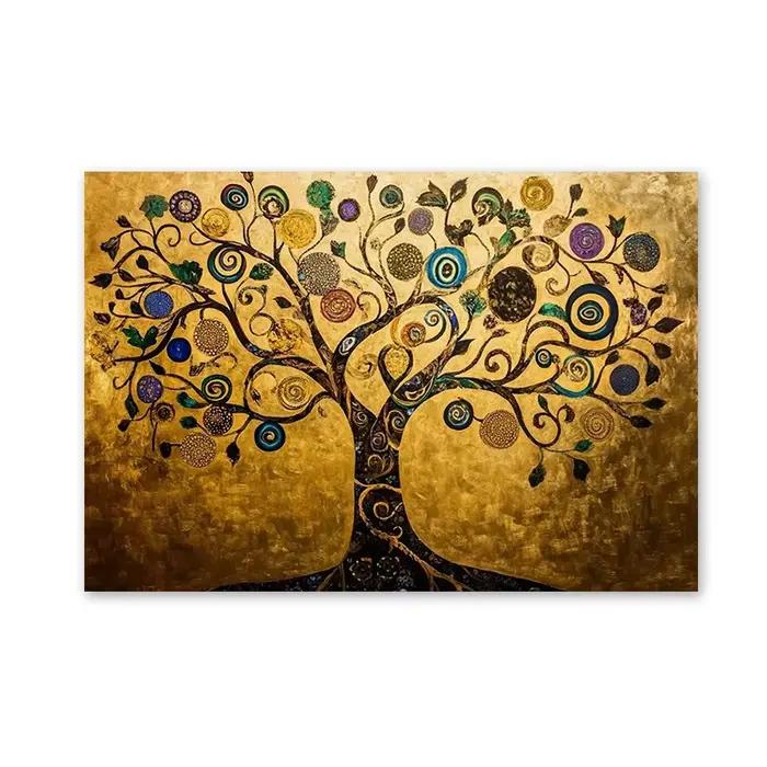 Toile d'art mural abstrait doré arbre de vie, impression d'images de Style Gustav Klimt, imprimés d'