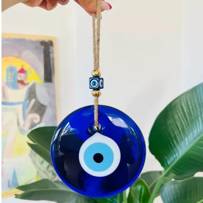 Mauvais œil tenture murale verre bleu oeil mur charme décor à la maison idée cadeau Protection de la