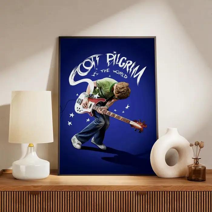 Affiche murale sur toile moderne, style peinture et calligraphie, thème film S-Scott Pilgrim VS Worl