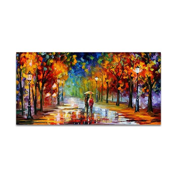 Impressions sur toile abstraites colorées modernes, affiches de paysage de jardin pluvieux, peinture