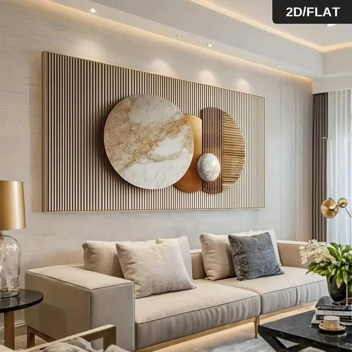 Une impression sur toile murale abstraite moderne en marbre et laiton, une peinture décorative conte