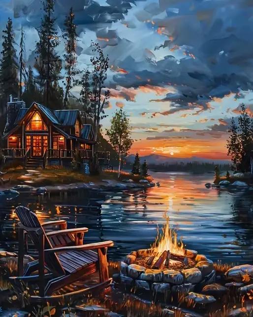 Peinture par numéros Huacan DIY, paysage de coucher de soleil en bord de mer, maison, peinture par n