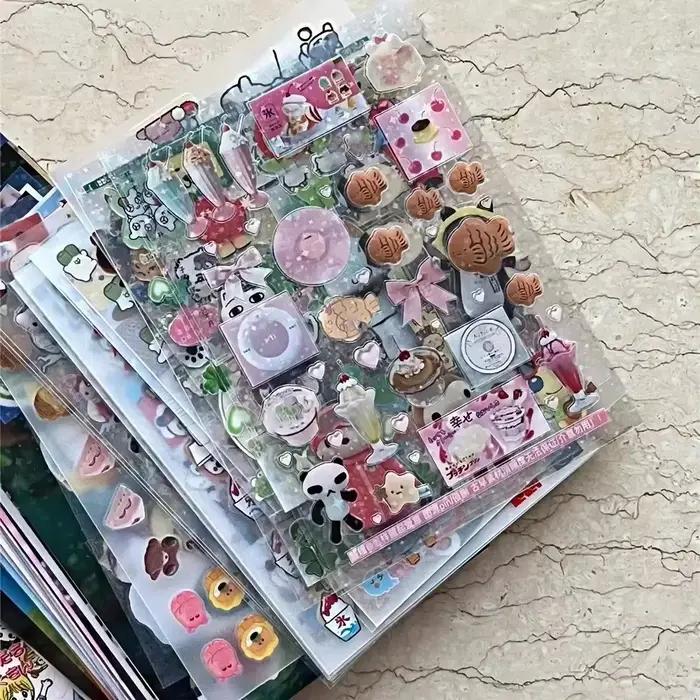 20 feuilles d'autocollants vintage à paillettes – Film PET transparent pour scrapbooking et journaux