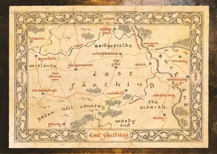 Carte du milieu de la terre LOTR The Shire Wilderland East Farthing Mordor, imprimés d'art, peinture