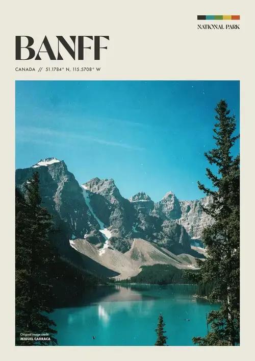 Affiche de paysage de parc de lac, montagne minimaliste naturelle, monde célèbre, peinture sur toile