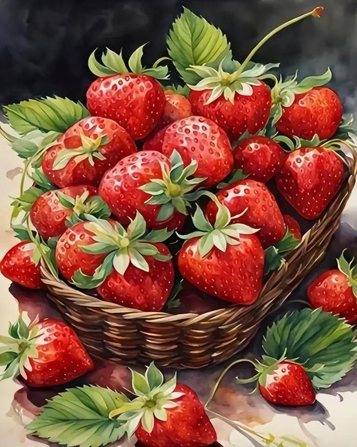 Peinture à l'huile numérique fraise, bricolage, Kits de peinture sur toile par numéros, image de fru