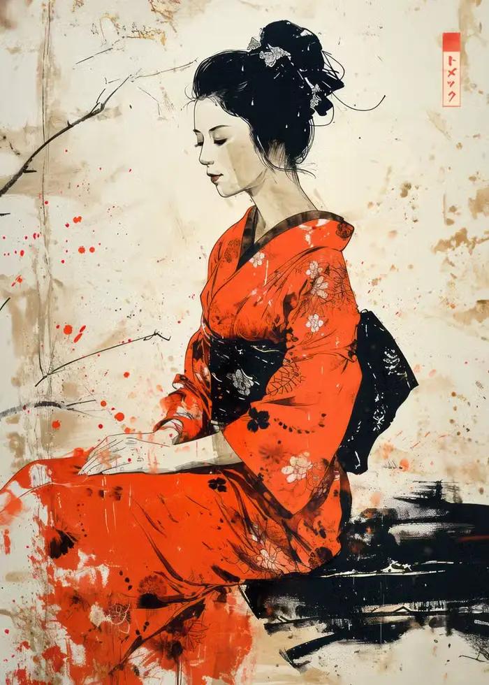 Affiche d'art mural style japonais, impression Ukiyo-e, culture de l'Asie de l'Est, avec motifs de s