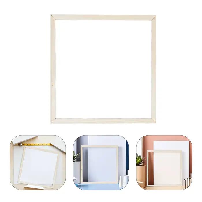 Cadre en bois massif premium 50x50cm, grain naturel, non fini, pour peinture sur toile, style rustiq