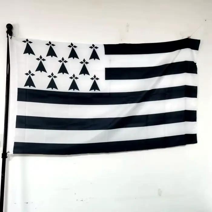 Drapeau de Brittany pour décoration, bannière imprimée en polyester, Script de Bretdesktop, France,