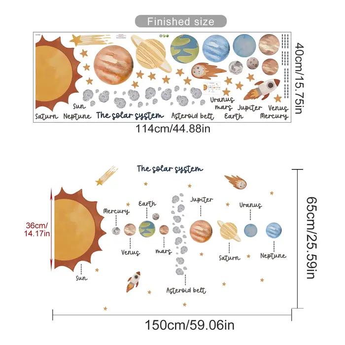 Autocollant mural éducatif de l'espace du système solaire, autocollant en vinyle pour chambre d'enfa