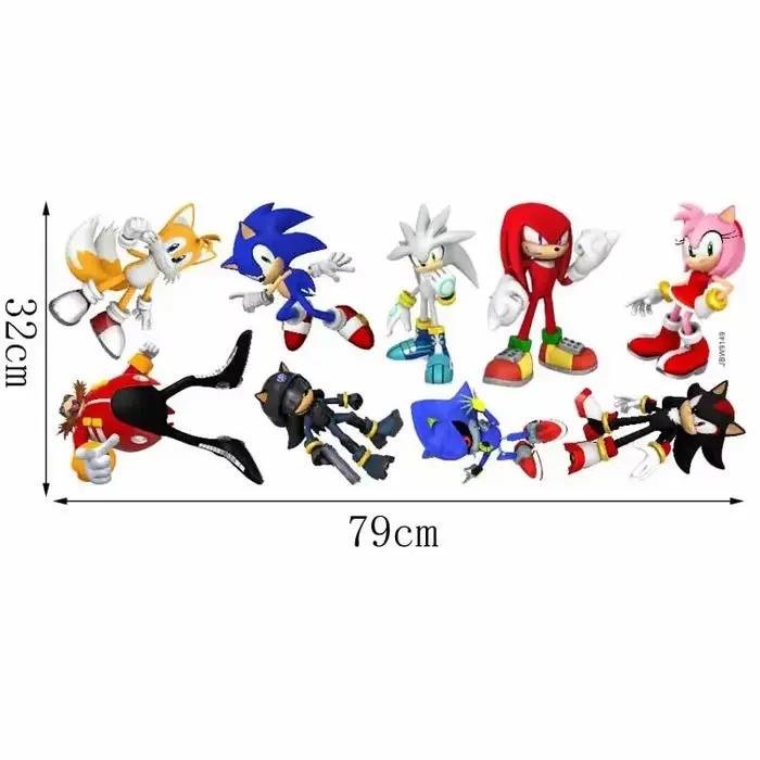 Nouvel autocollant mural auto-adhésif en PVC pour chambre d'enfant, figurine de jeu Sonic, décoratio