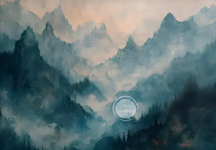 Toile d'art mural de paysage Vintage, moulin à vent, plate-forme d'huile, coucher de soleil, montagn
