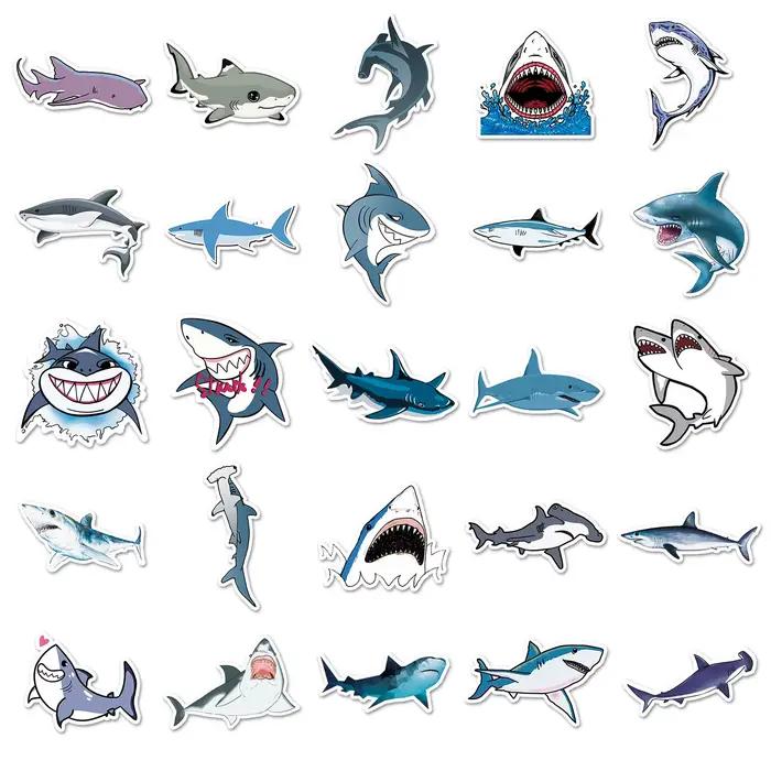 50 pièces autocollants requin dessin animé animaux de mer féroces Graffiti décoration bricolage vali