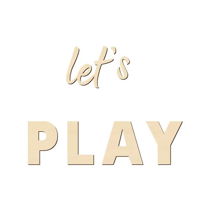 Let's Play – panneau mural en bois, autocollants muraux adaptés aux joues, aux salles de jeux, une c