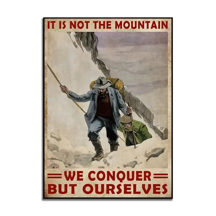 Affiche de camping d'alpinisme, c'est pas la montagne, décor de vie à la maison