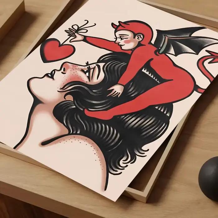 Affiche de fille Punk, l'amour de la sorcière est aveugle, plongée libre en direct, peinture sur toi