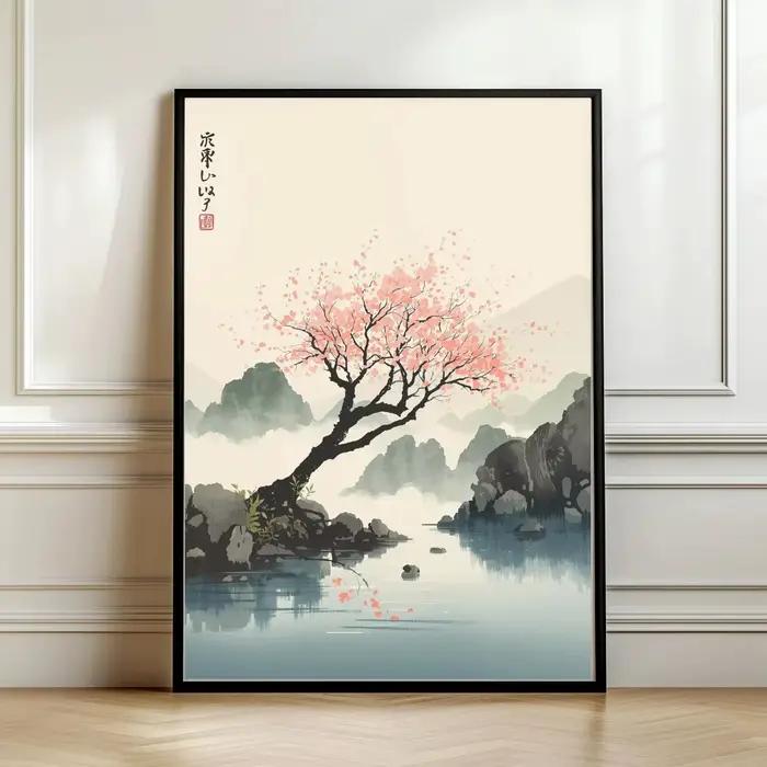 Affiche imprimée sur toile de fleur de cerisier japonaise, Vintage, paysage naturel japonais, imprim