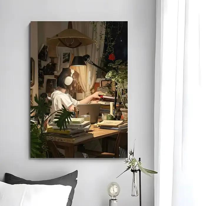 Poster d'art mural imprimé de l'anime Lofi Girl Spain Edition, adapté au salon, chambre à coucher, b