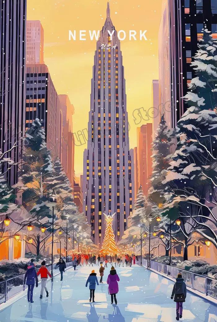 Affiche aquarelle moderne de ville de voyage de renommée mondiale, Amsterdam Amalfi Madrid, peinture
