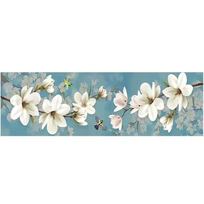 Toile imprimée de fleurs de Magnolia blanches, Kits de points de croix, fil de coton 11CT, Kit de br