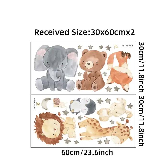 Autocollants muraux animaux mignons de dessin animé, éléphant, girafe, ours, renard, pour chambre d'