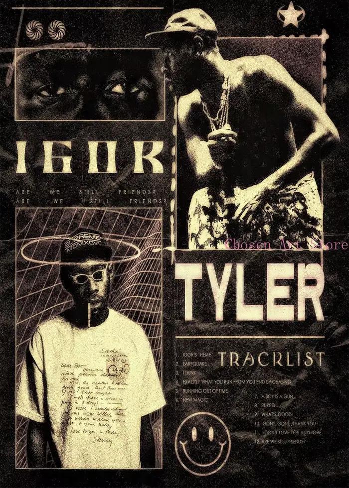 Affiche rétro de rappeur Tyler le créateur de musique, toile imprimée, images d'art pour la maison,