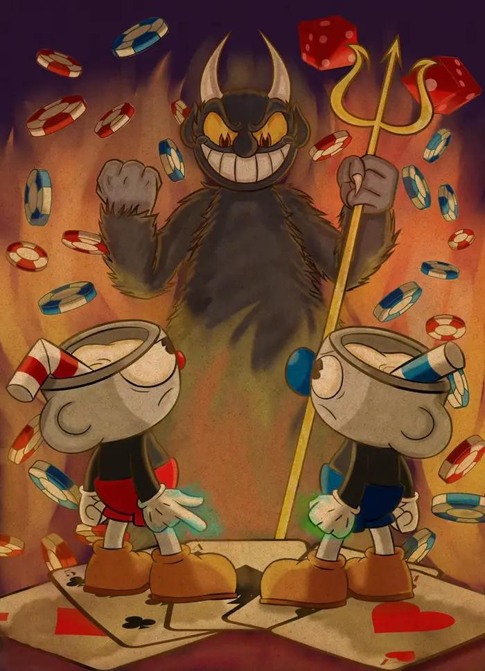 Affiche de jeu Cuphead, impressions de jeux vidéo classiques, peinture sur toile, images d'art mural