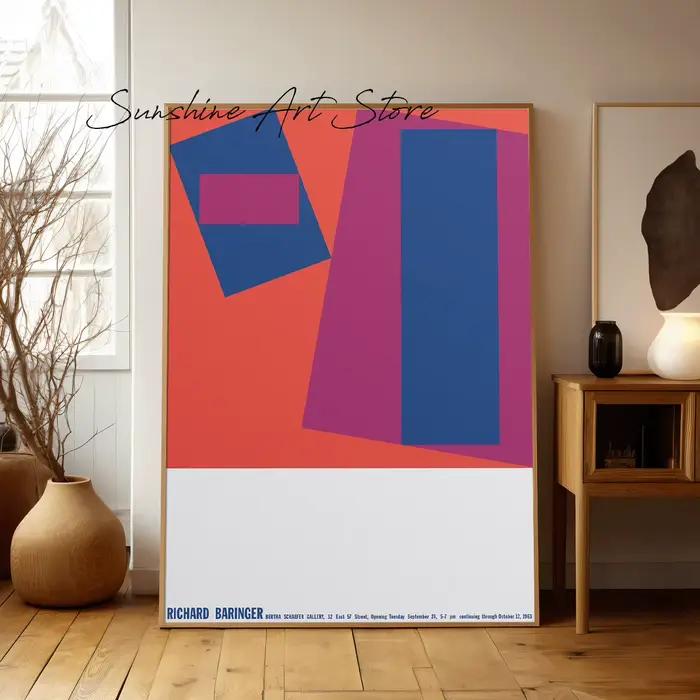 Affiche d'exposition d'art de galerie moderniste, impression sur toile, exposition abstraite Vintage