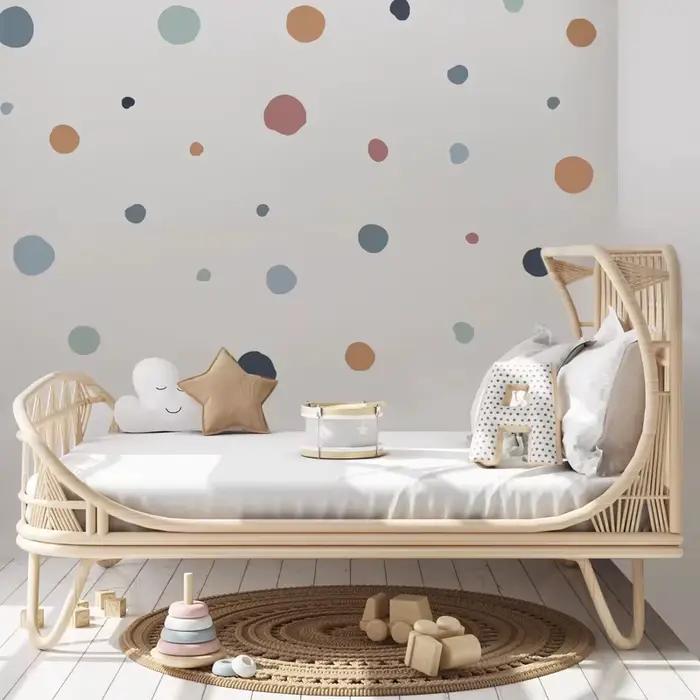 Autocollants muraux Boho à pois colorés pour enfants, sparadrap muraux amovibles pour pépinière, aff