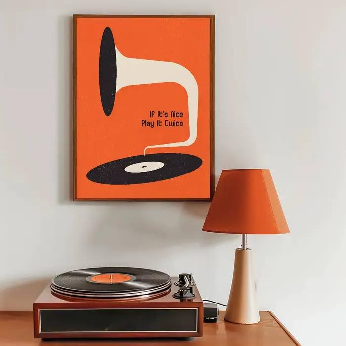 Affiche de disque vinyle de musique rétro, auto-adhésive, décoration murale de salle d'entrée de Res