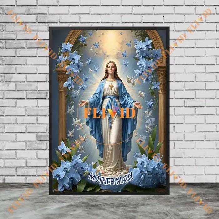 Affiche de rédemption de la vierge marie avec fleurs, Religion, christianisme, images murales pour s