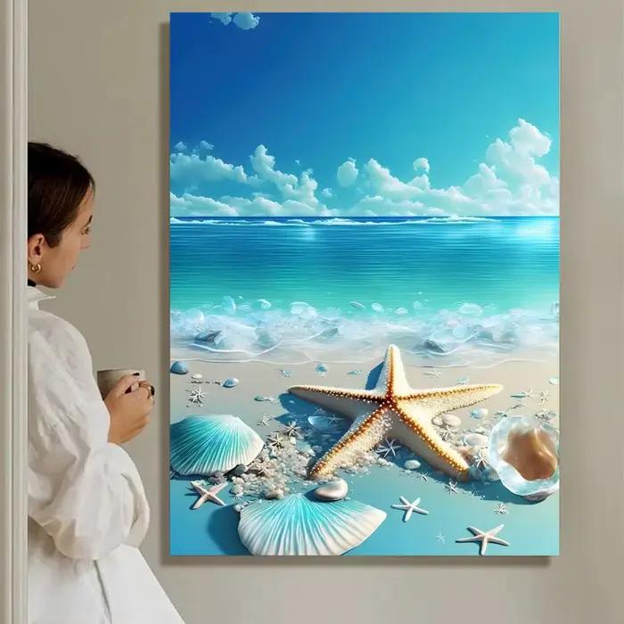 Affiche de vague d'océan de plage HD, dessin animé, Art mural auto-adhésif amovible pour la maison e
