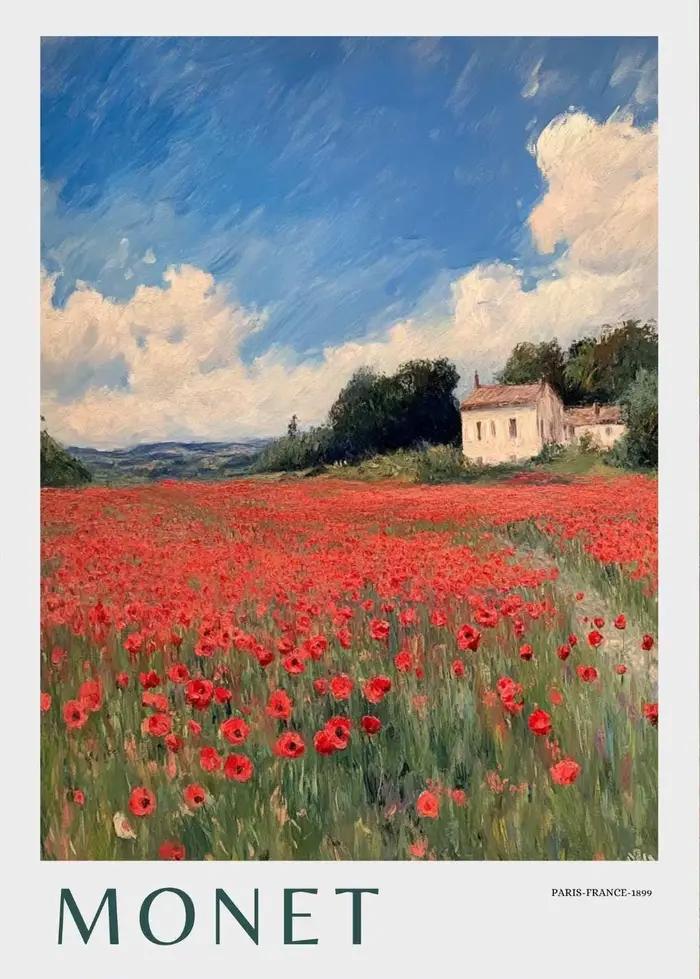 Monet – affiche de champ de coquelicot, imprimés floraux modernes, peinture sur toile, images d'art