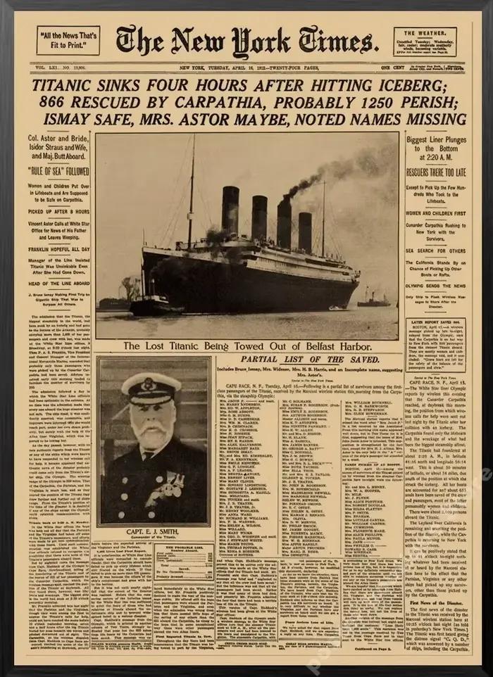 Affiche de journal du New York Times, rétro, vintage, en toile, série, 03/News