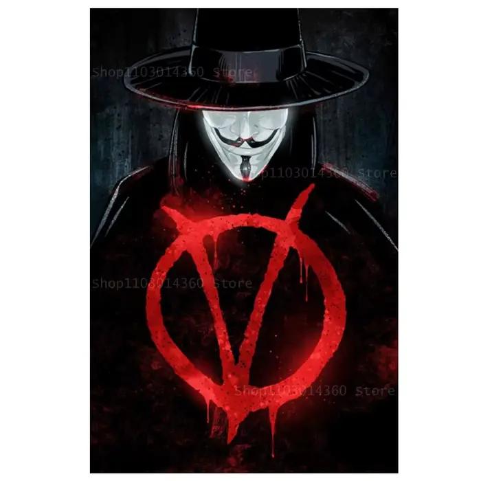 Impression d'affiche de film de V For Vendetta, peinture sur toile, chambre à coucher, étude, studio