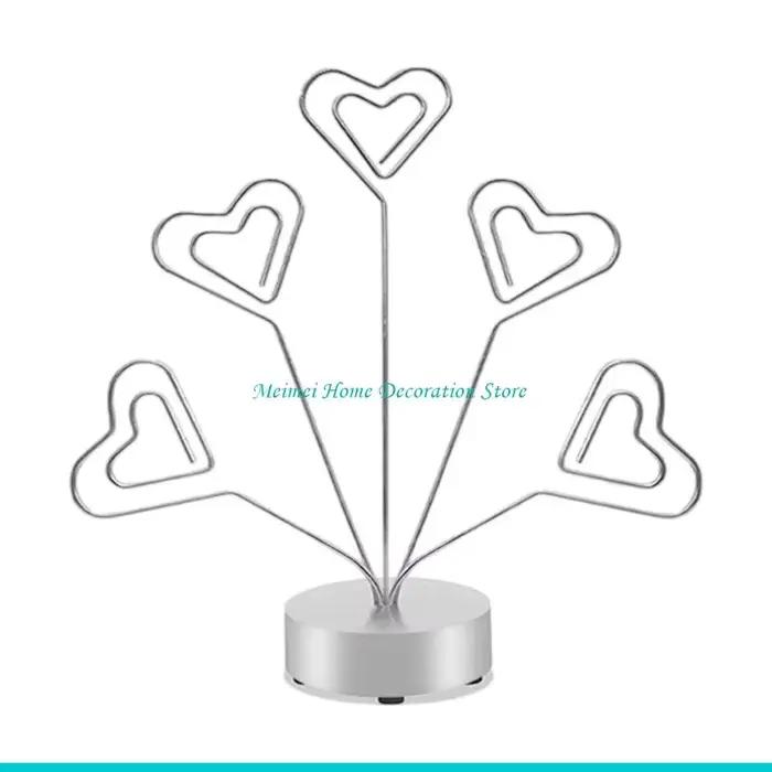 H7BF – cadre Photo en forme cœur/rond, arbre avec base ronde à 5 branches, essentiel fête