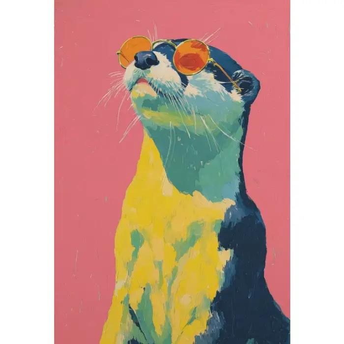 Affiche d'animaux colorés et éclectiques, chat, léopard, capybara, oie, guépard, peinture sur toile,