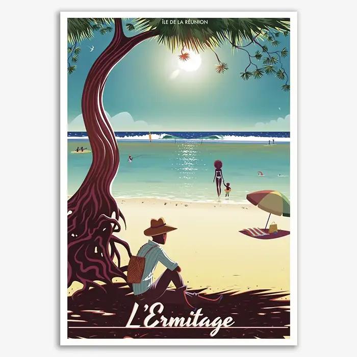 Affiches de voyage vintage de l'île de la Réunion, France, peintures sur toile, affiches murales vin
