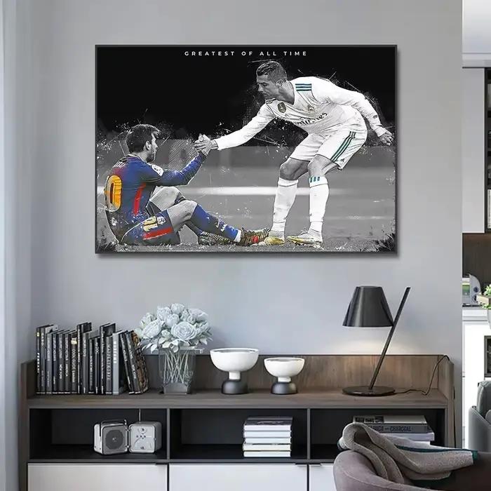 Affiche d'étoile de Football Messi, décoration murale, peinture sans cadre, décoration de maison, Fa