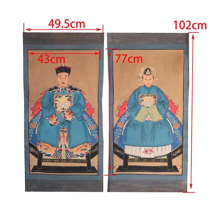Peinture d'ancêtre peinte à la main sur tissu de toile, peinture d'aspect antique sans cadre