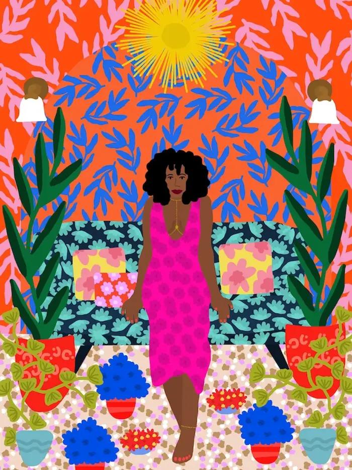 Toile d'art mural de fleurs de fille colorées tropicales, affiches et imprimés Boho pour salon, pein