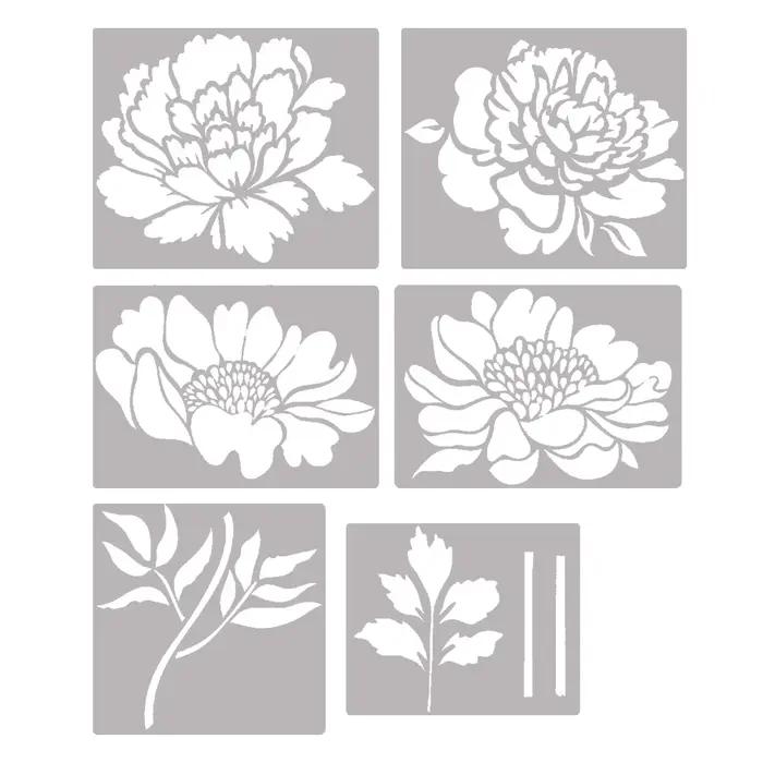 Grand modèle de fleur de clôture de jardin, modèle de peinture artisanale à jet d'encre, carte de de